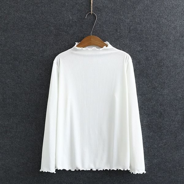

xl-4xl plus size women with long sleeves fine spring shirts summer solid casual turtlenecks high d12d, White