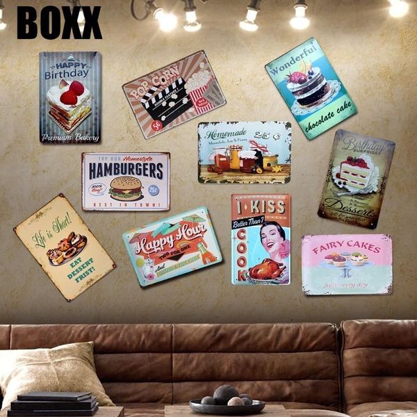 

try our home style hamburgers in town vintage tin sign bar pub home wall decor retro metal art poster
