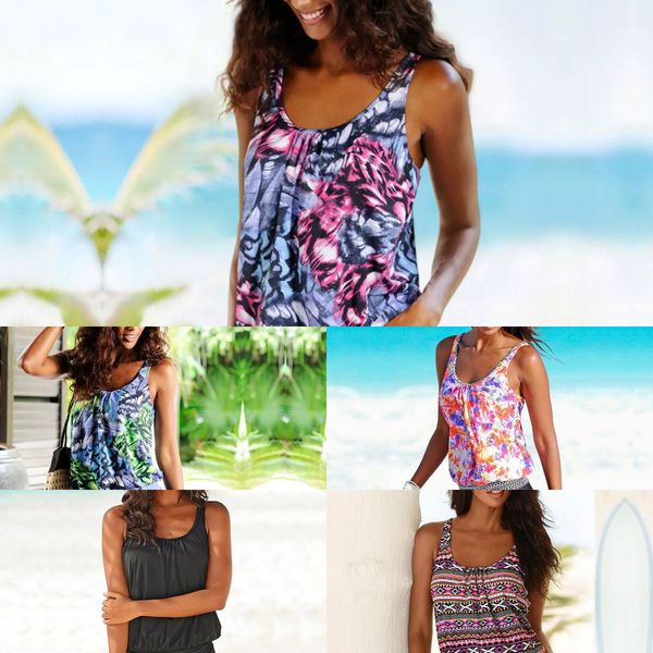 

bikini set women swimsuit 2020 tankini swimsuits plus size swimwear vintage print high waist bathing suits new beach wear y1120, White;black