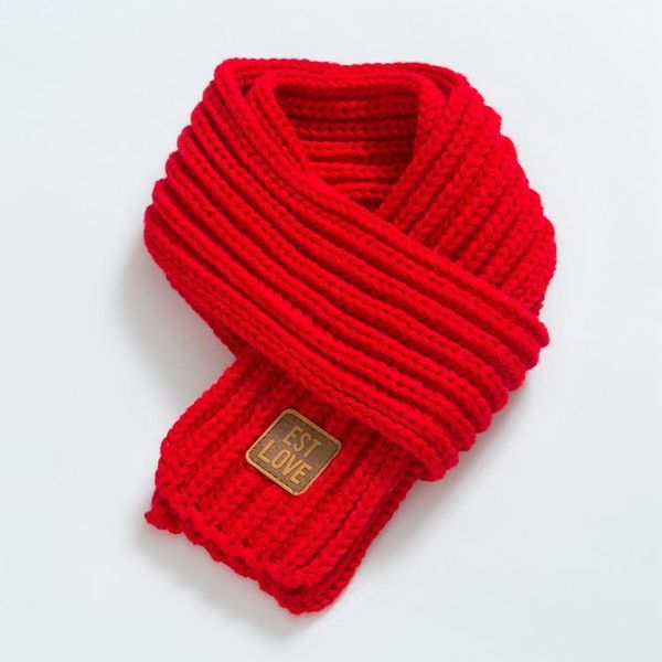 

fashion baby scarf lovely cotton knitted kids girls scarf solid winter warm scarves children boy girl bib accessories swy jllied, Red;brown