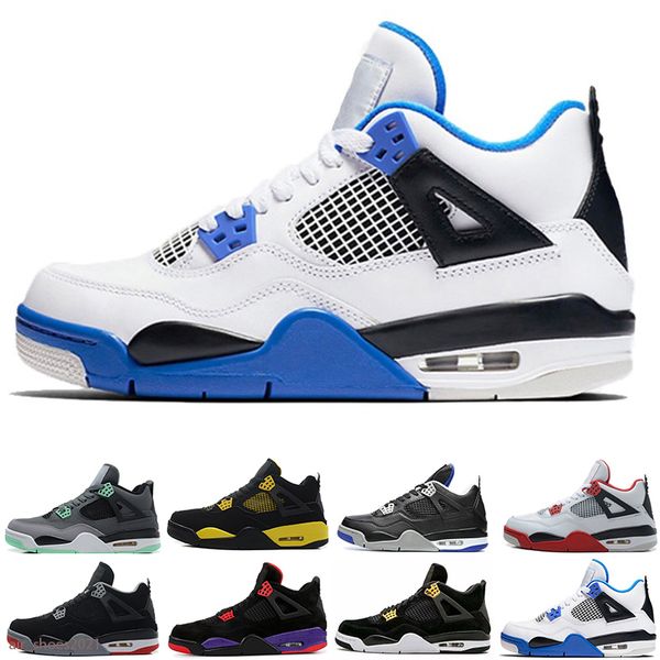 

4s shoes white sail se neon black cat 4 metallic green trainers purple men sports sneakers, White;red
