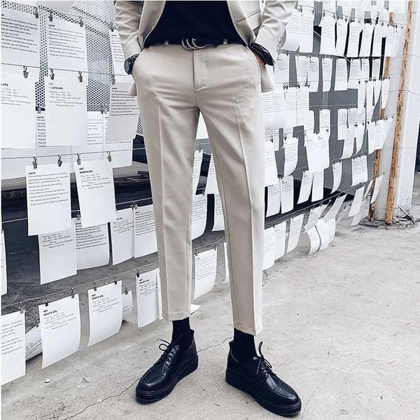 

2020 brand clothing pure cotton men business suit pants/male slim fit spring leisure pants1, White;black