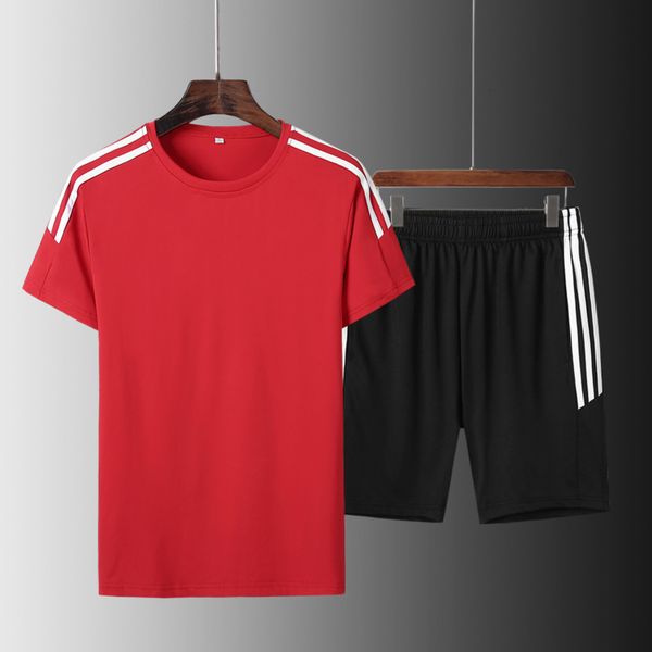 

men's suit 2019 3032# summer running leisure short sleeve quick dry breathable fitness two piece set, Gray