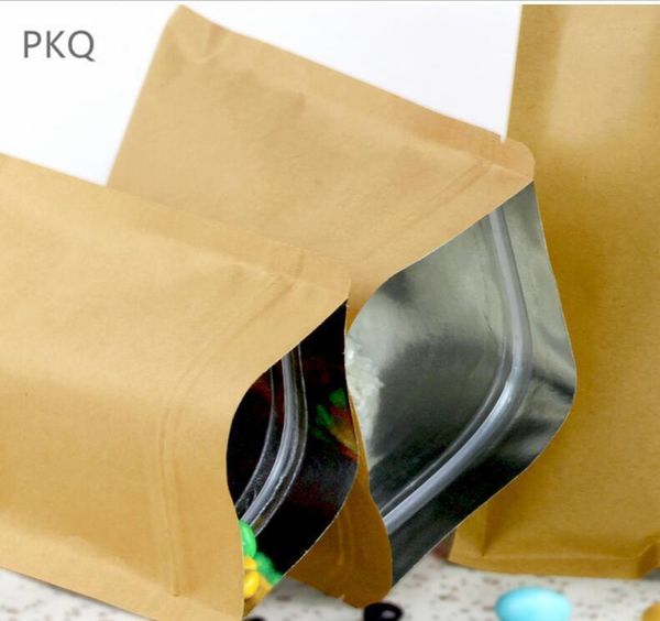 

20pcs small kraft paper zip lock bag inner aluminum foil pouch reusable flat p bbyblg lipper