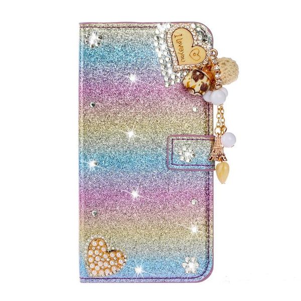 

cute 3d rhinestone love tassel flash phone cover for iphone xs 7 8plus x 11pro max flash diamond cover for samsung s8 wmtevu dh_niceshop