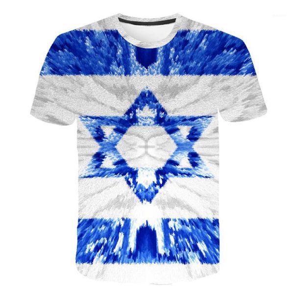 

funny t shirts israel flag hexagram t shirt men israel tshirts casual geometric tshirt printed blue t-shirts 3d harajuku clothes1, White;black
