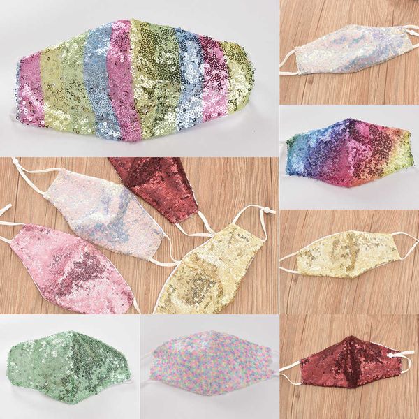 

washable 10 bling colors reusable club face sequins protective mask pm2.5 dustproof mouth masks