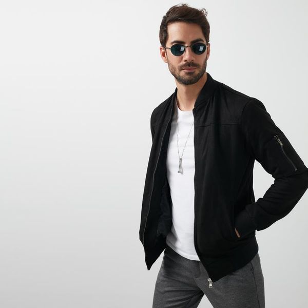 

buratti zipper college collar coat men 's coat 571500, Black