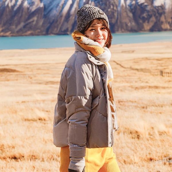 

inman lady women down loose style 100g-150g winter short artistic lazy coat embroidery kvbbi, Black