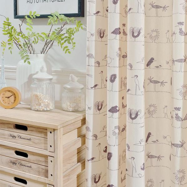 

manufacturers selling curtain cloth selling modern boutique children's room simple polyester cotton printed curtain screen