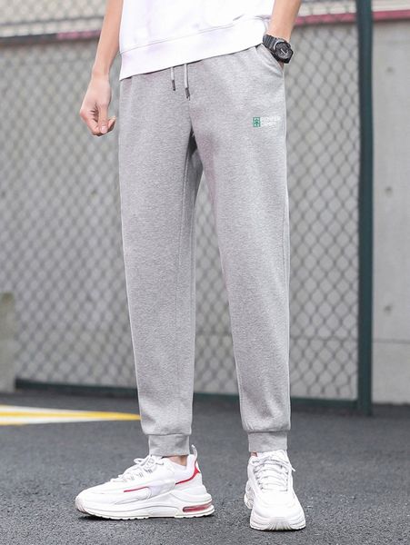 

men letter graphic drawstring waist sweatpants s4fp#, Black