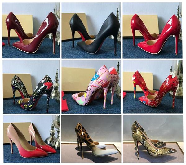 

so kate styles flat 8cm 10cm 12cm high heels shoes red bottom nude color genuine leather point toe pumps rubber can be customi, Black