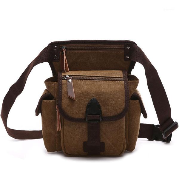 

men canvas waist pack man belt fanny pack ride leg bag drop fanny waist belt hip bum motorcycle riding messenger shoulder bag1