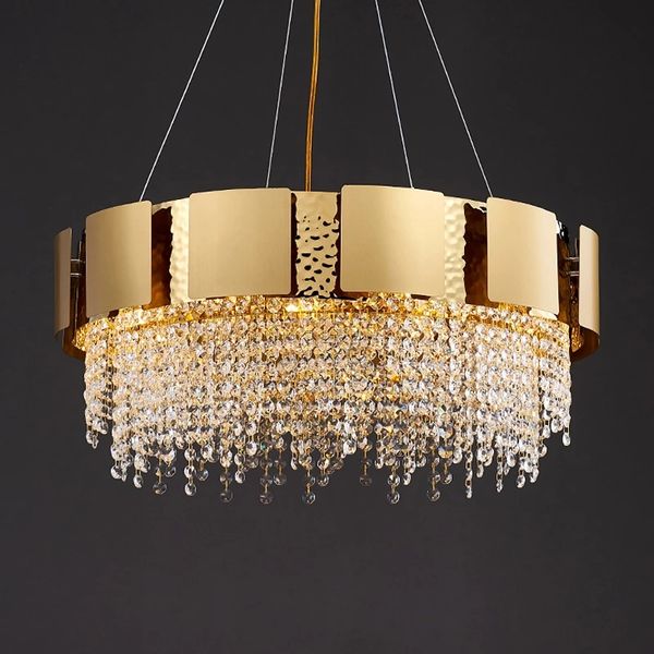 LED E14 Postmoderne goldene Kristall-Edelstahl-Pendelleuchten. Pendelleuchte Hängeleuchte Lampen Glanz für Foyer