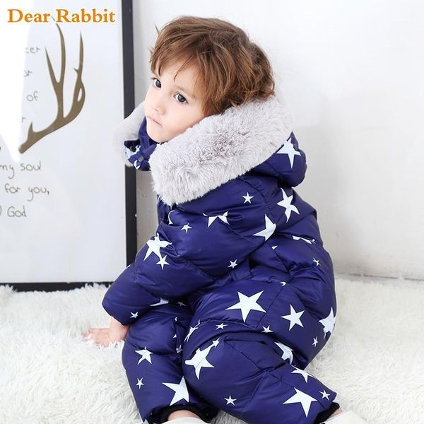 

jumpsuits 2021 born children jumpsuit fur hooded warm winter down jacket romper kids overalls boy snowsuit snow wear baby girl clothes1, Blue