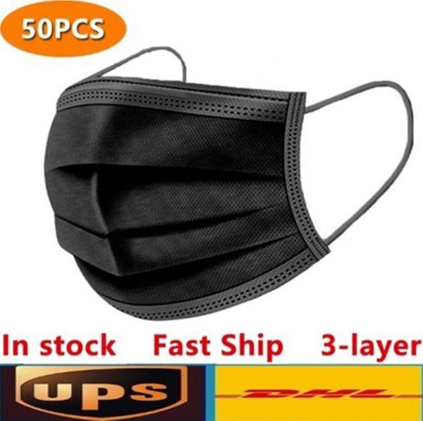 

black disposable dhl pink white ups shipping 3-layer protection mask with earloop mouth face sanitary outdoor masksmzmg