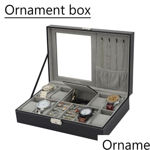 

pu leather watch jewelry box high-end organizer storage box case for watch jewery ornament casket cont qylots my_home2010