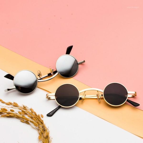 

sunglasses 2021 sun glasses classic small round men vintage retro steampunk women metal eyewear oculos1, White;black