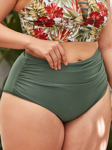 

plus plain high waisted bikini bottom w0el#, Black