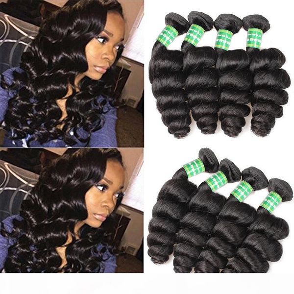 

brazilian loose wave virgin hair extensions wholesale 8a brazilian virgin hair loose wave 4 bundles unprocessed human hair weave bundles, Black