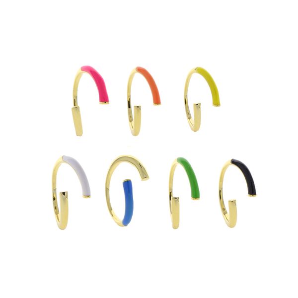 Gioielli da donna di moda colorati Apri misura regolata Colore oro Smalto al neon Black Women Hot Rings 2021