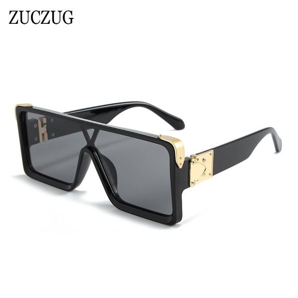 

zuczug new trend oversized siamese sunglasses men square one-piece sun glasses male pink blue green lens glasses uv400, White;black