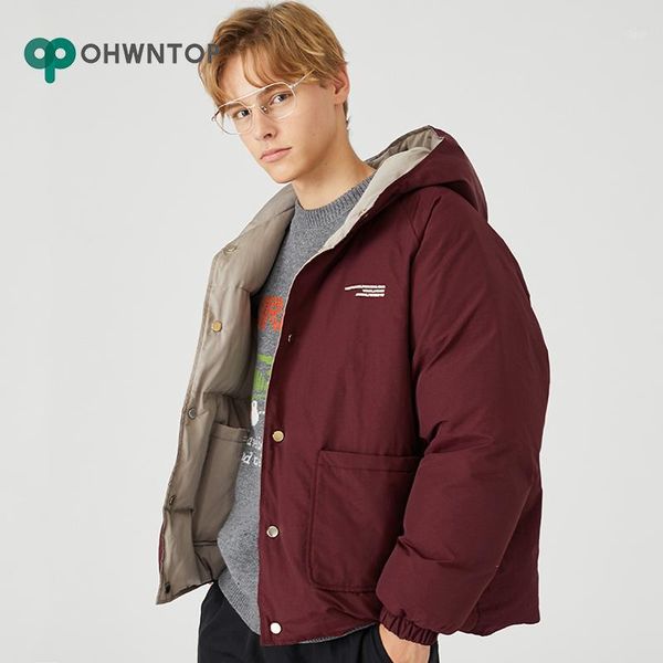 

hip hop reversible jacket parka men padded jacket windbreaker harajuku puffer coat warm hooded outwear thick coat streetwear men1, Black