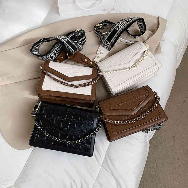 

2022 factory outlet bag female korean fashion stone pattern contrast color small square ins popular broadband single shoulder diagonal bag 7