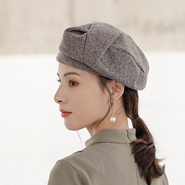 

epiluta hat women autumn and winter all-match woolen beret, Blue;gray