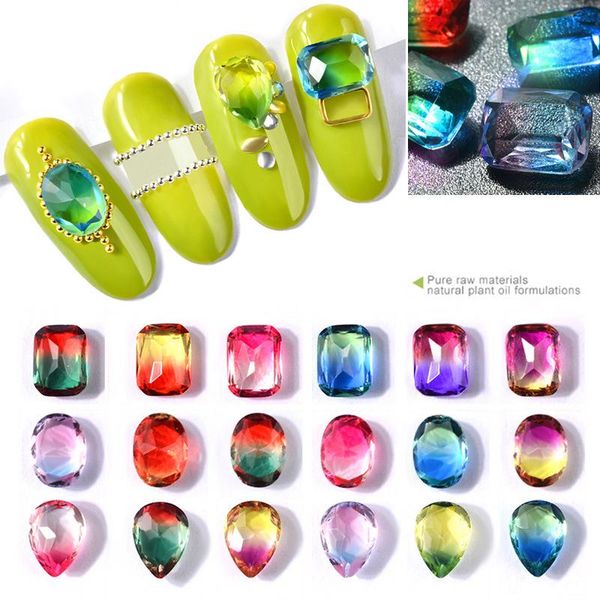 

1 pc nail rhinestones rectangle flat back crystal shiny 3d strass gem stone manicure nail art decoration charms jewelry diy, Silver;gold