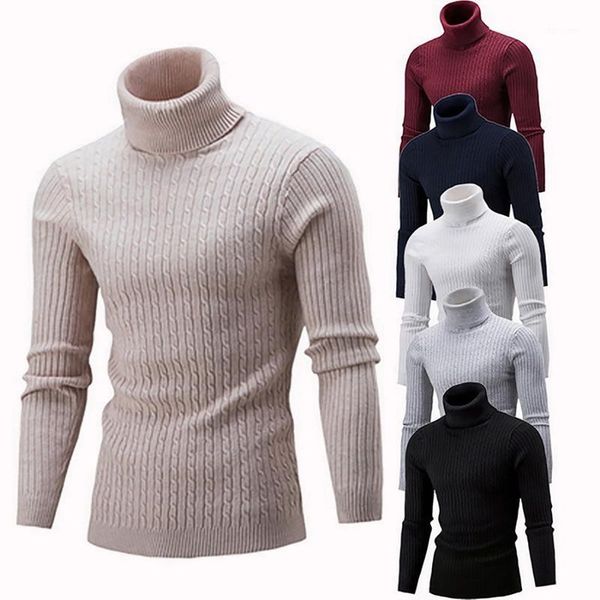 

turtleneck men sweater christmas cotton male sweater winter pullover turtle neck men's jumper white mens knitwear pull homme1, White;black
