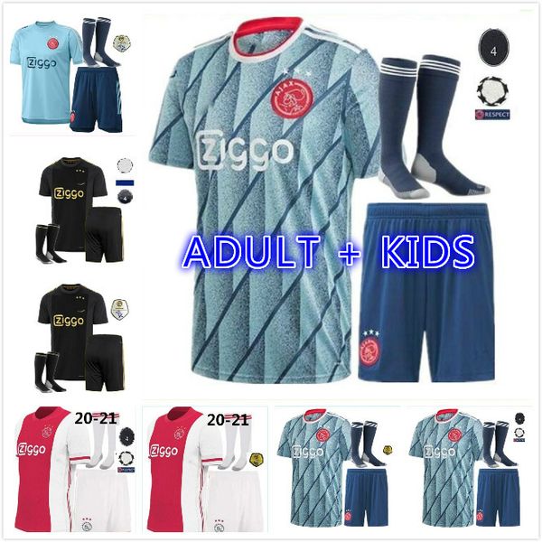 

взрослые kids kits socks 2020 2021 ajax fc soccer jersey 2020 2021 обмена ван де ожек дэвид neres tadic ziyech afc ajax футбольные рубашки, Black;yellow