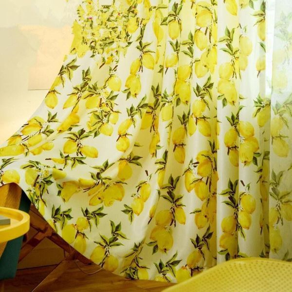 

[byetee] lemon pastoral style curtain finished living room blackout kids curtains for bedroom study bay window floor curtain1