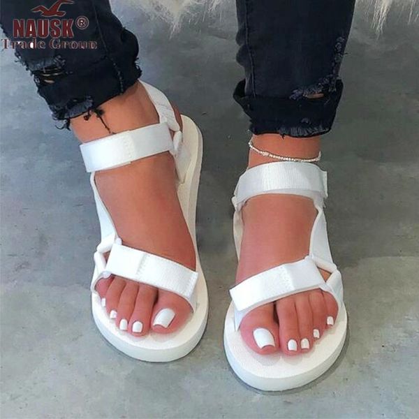 

women soft slip flat sandals woman buckle strap foam sole durable sandals ladies outdoor casual beach shoes 2020 summer new #if95, Black