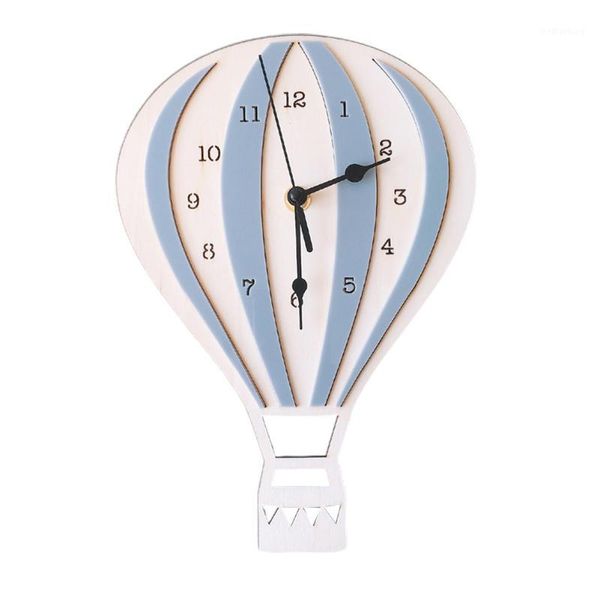 

wall clocks wooden clock digital display living room easy install mute craft home decor air balloon shape nordic style school1