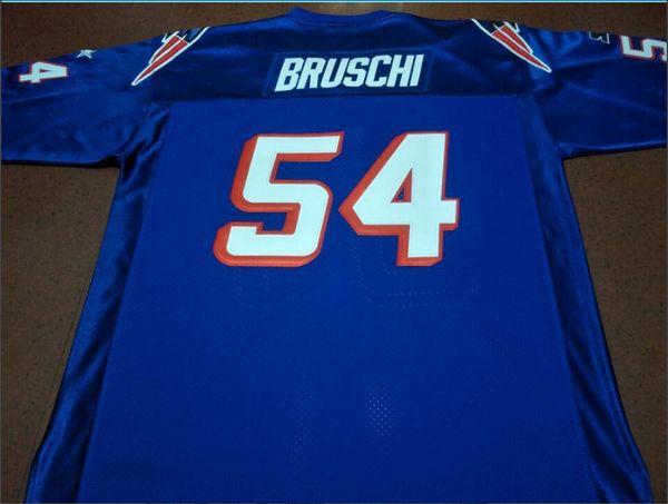 

rare men bruschi game worn team issued white blue real college football jersey size s-4xl or custom any name or number jersey, Black
