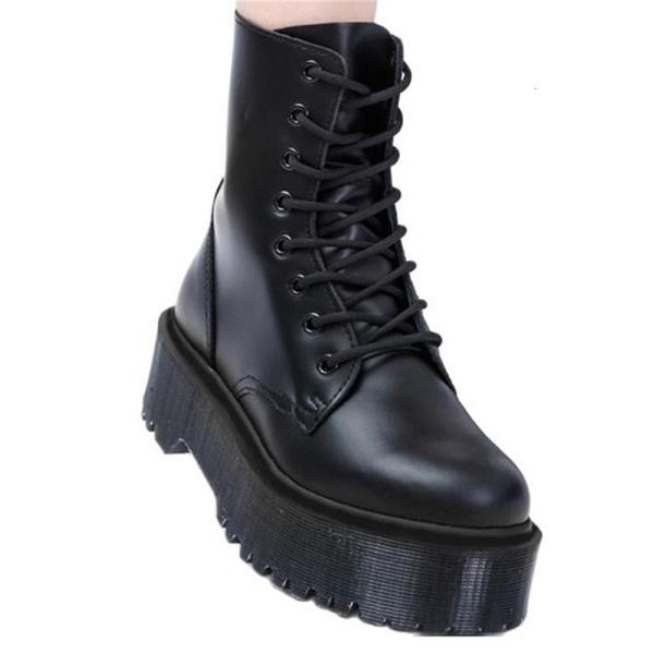 

women genuine leather shoes chunky heels cross tied woman luxury designer boots bot 16uw, Black