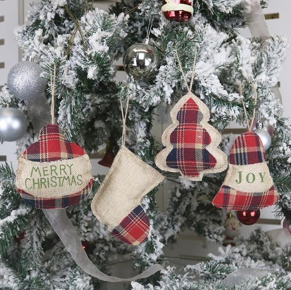 Ciondolo per albero di Natale Pendenti in lino appesi Ornamenti natalizi Regali per bambini Designer Decorazioni per feste natalizie 4 stili WMGCGY626