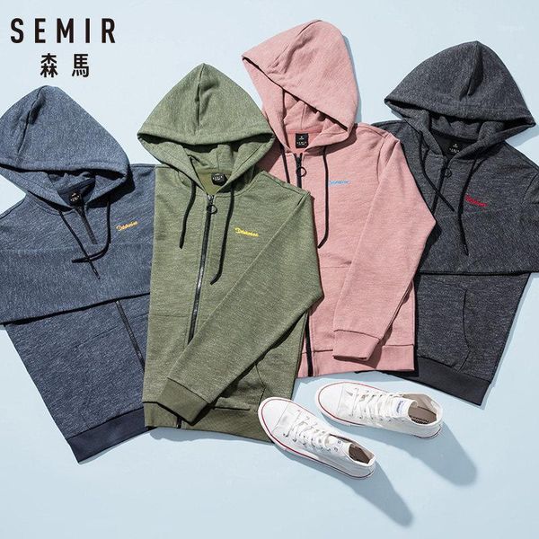 

semir sports jacket men hooded jacket with pocket mens zip hoodie embroidered with lined drawstring hood male fashion1, Black;brown