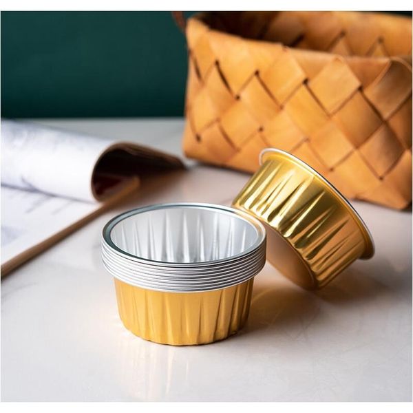

100pcs disposable aluminum foil baking cups creme brulee dessert oval shape cupcake cups with lids cake egg tools f wmtdvh