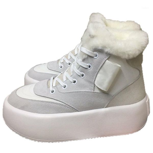 

new winter casual shoes thick soles ladies fashion natural real leather natural fur boots warm flat bottom high sneakers1, Black