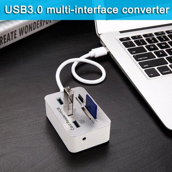

hubs 3 port usb multi-in-1 hub ms sd m2 tf memory card reader aluminum adapter