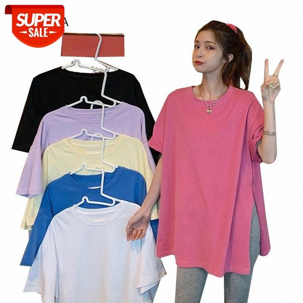 

solid color women t shirt o-neck short sleeve female tshirts summer loose woman tee simple streetwear womens tshirt #en5j, White