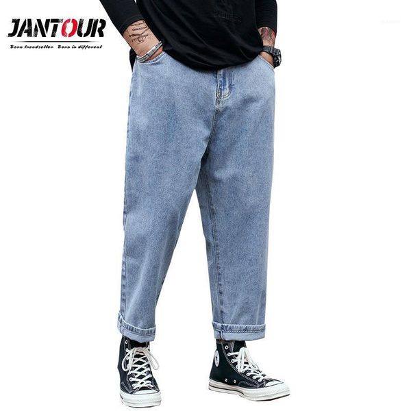 

fashion streetwear men jeans loose fit blue baggy jeans straight denim pants homme wide leg brand men clothing 29-46 481