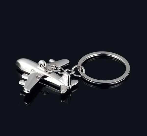 

mini metal plane aircraft keychain model keyring airplane key chain for car bags gifts, Silver