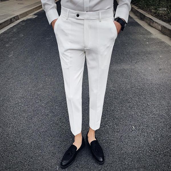 

2019 spring new british style solid suit pant men pantalon hombre streetwear men trousers business formal suit pant11, White;black