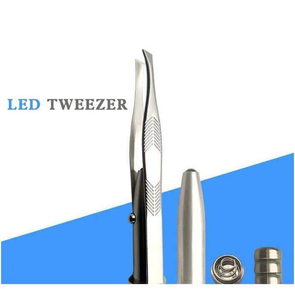 

make up beauty tool stainless steel led eyebrow tweezer with smart led light non-slip eyelash eyebrow hair removal twe jllhdm soif