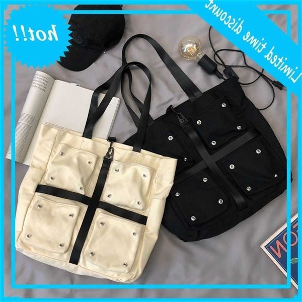 

innovative rivet design for women's single shoulder canvas bag