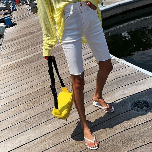 

genayooa street style skinny biker shorts women jeans denim elastic white korean steetwear short feminino summer fashion y200822, White;black