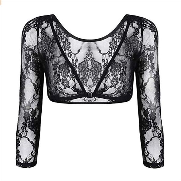 

сексуальные женские топы одежда с длинным рукавом цветочные кружева винтажные платья женские плечами болеро кардиган тонкий кружевной куртки, White